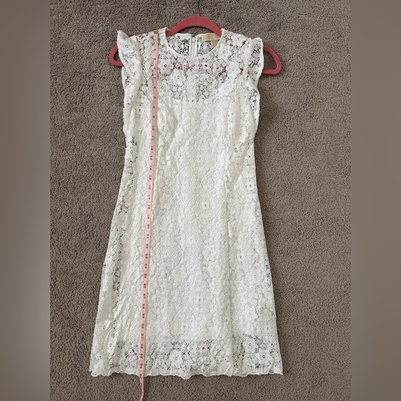 MICHAEL KORS White Floral Embroidered Ruffle Sleeve A-line Dress - Picture 6 of 8